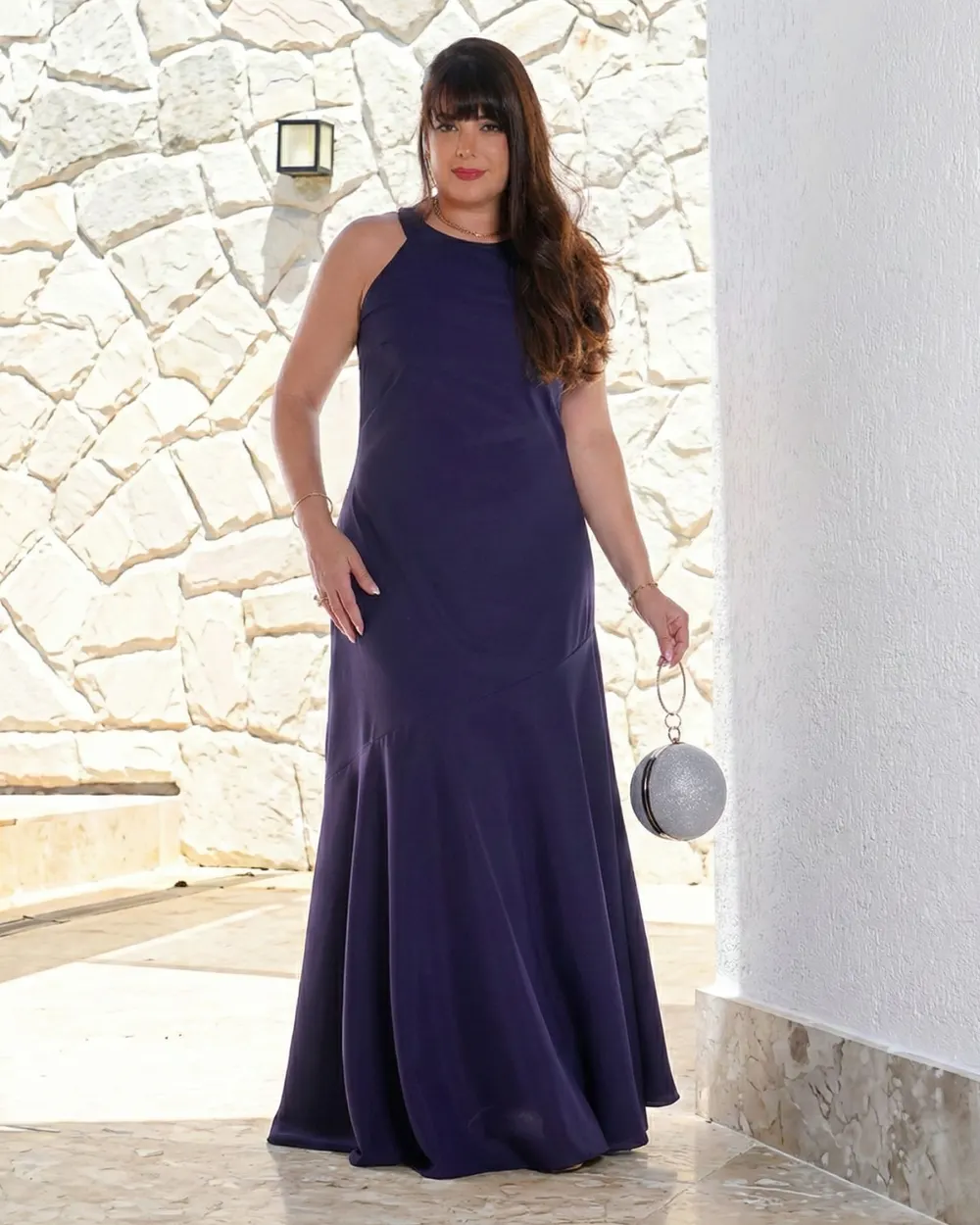 vestido cava americana longo azul Marinho