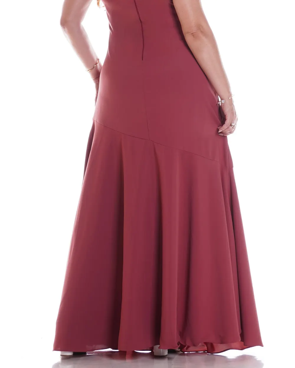 Vestido cava americana longo Rosa terroso