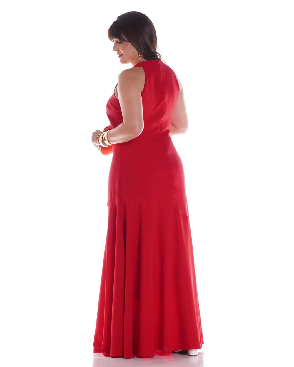 vestido cava americana longo Vermelho