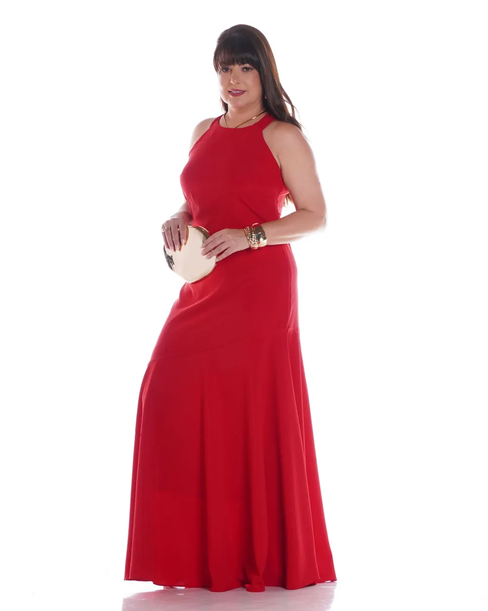 vestido cava americana longo Vermelho