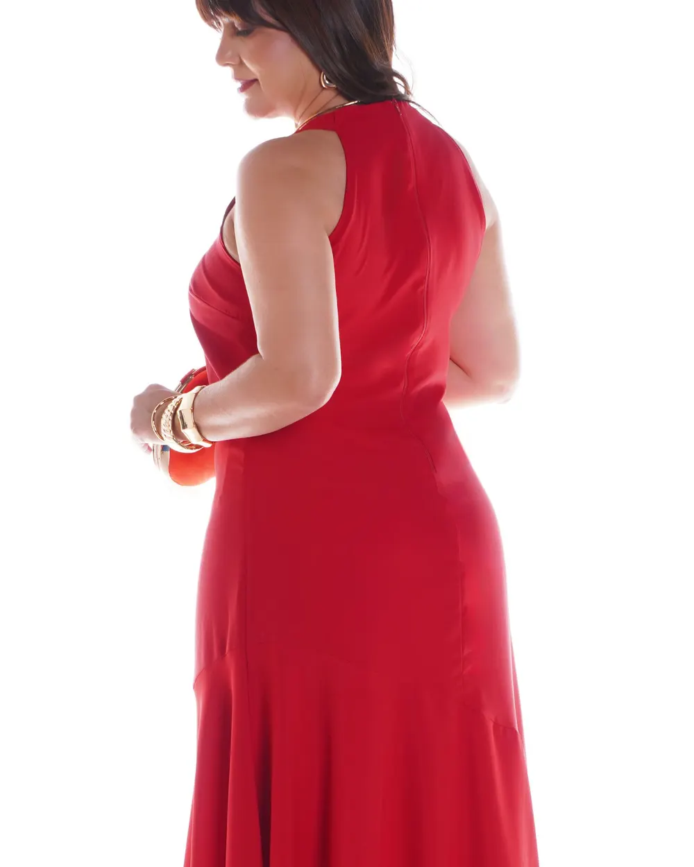 vestido cava americana longo Vermelho