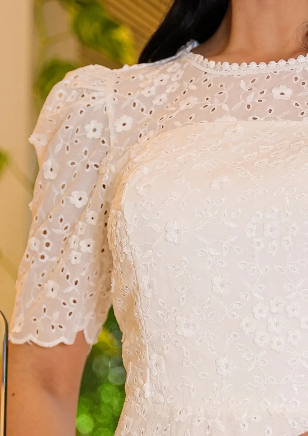 Vestido Princesa na laise Luxo Branco off Midi