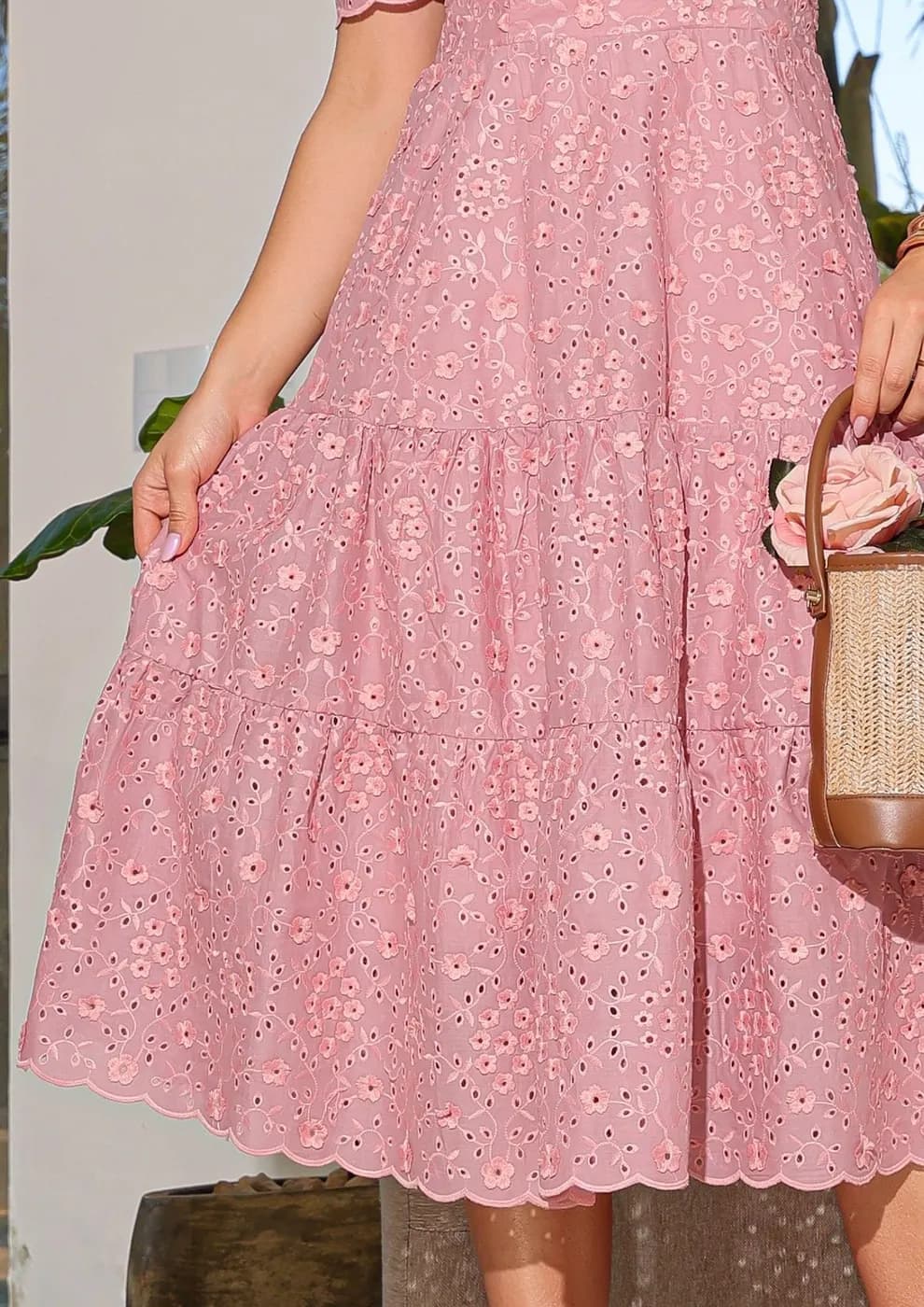 Vestido Princesa na laise Luxo Rosa Midi