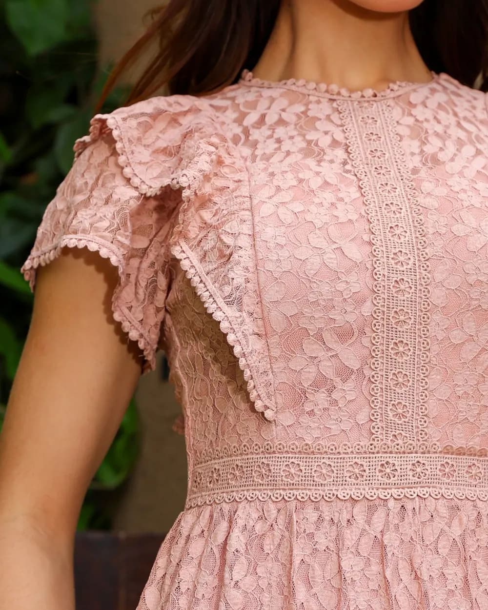 Vestido Renda Guipir Rose Gold Longuete